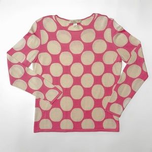 Pink and Cream Polka Dot 100% Silk Sweater